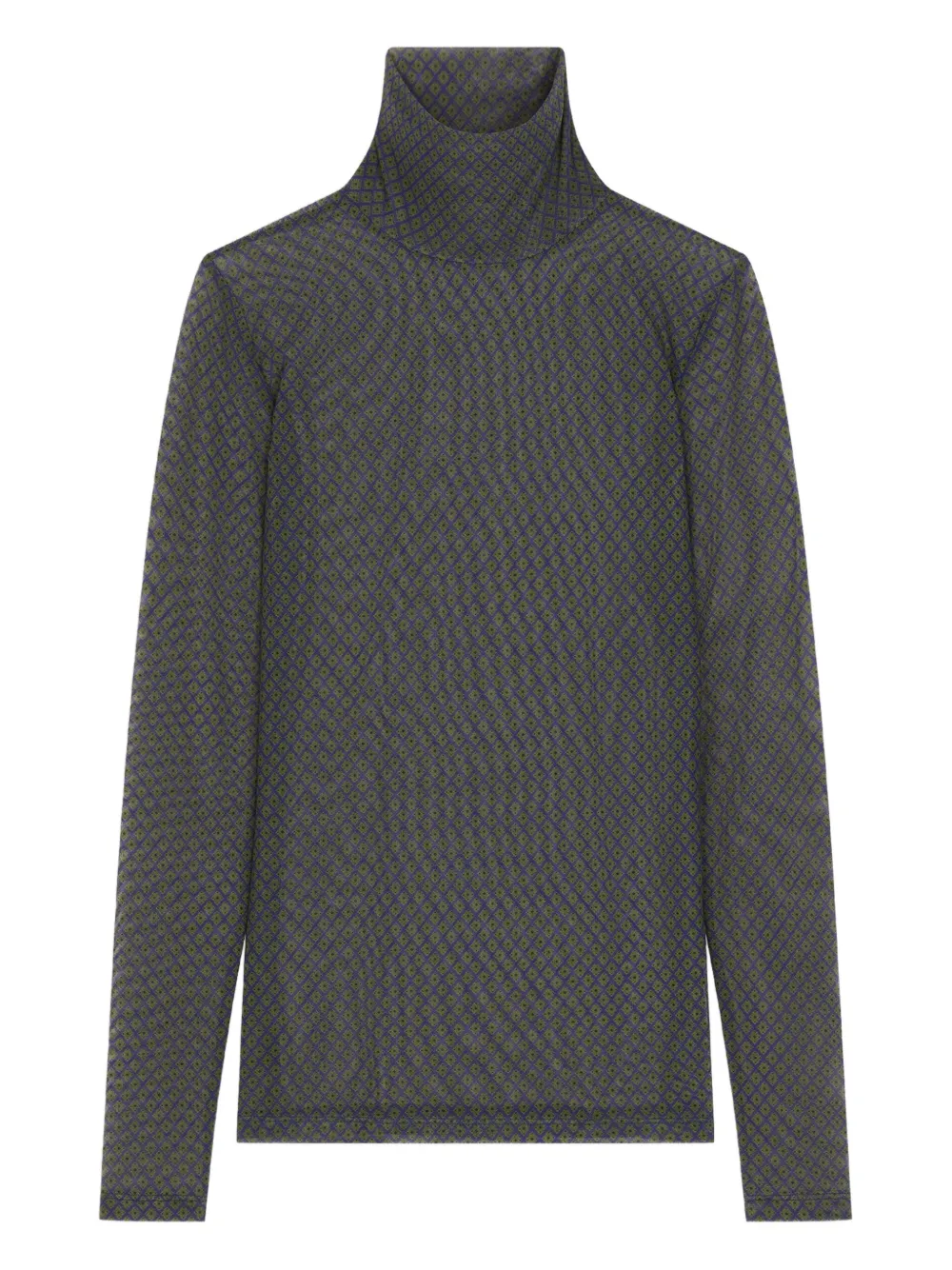 Dries Van Noten Printed Turtleneck Top In Blue