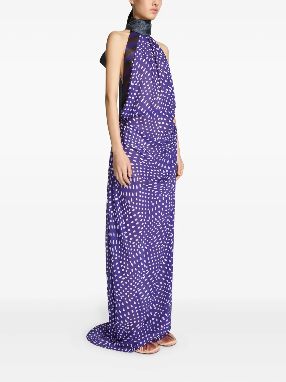 DRIES VAN NOTEN spotted maxi dress Paars