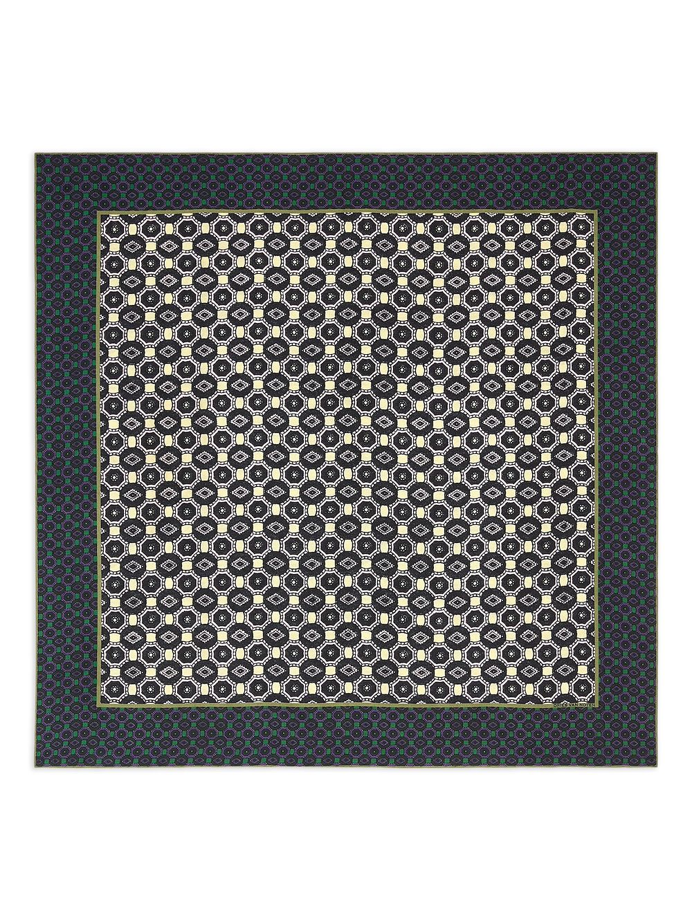 Dries Van Noten Geometric Pattern Silk Scarf With Intricate Detailing In Green