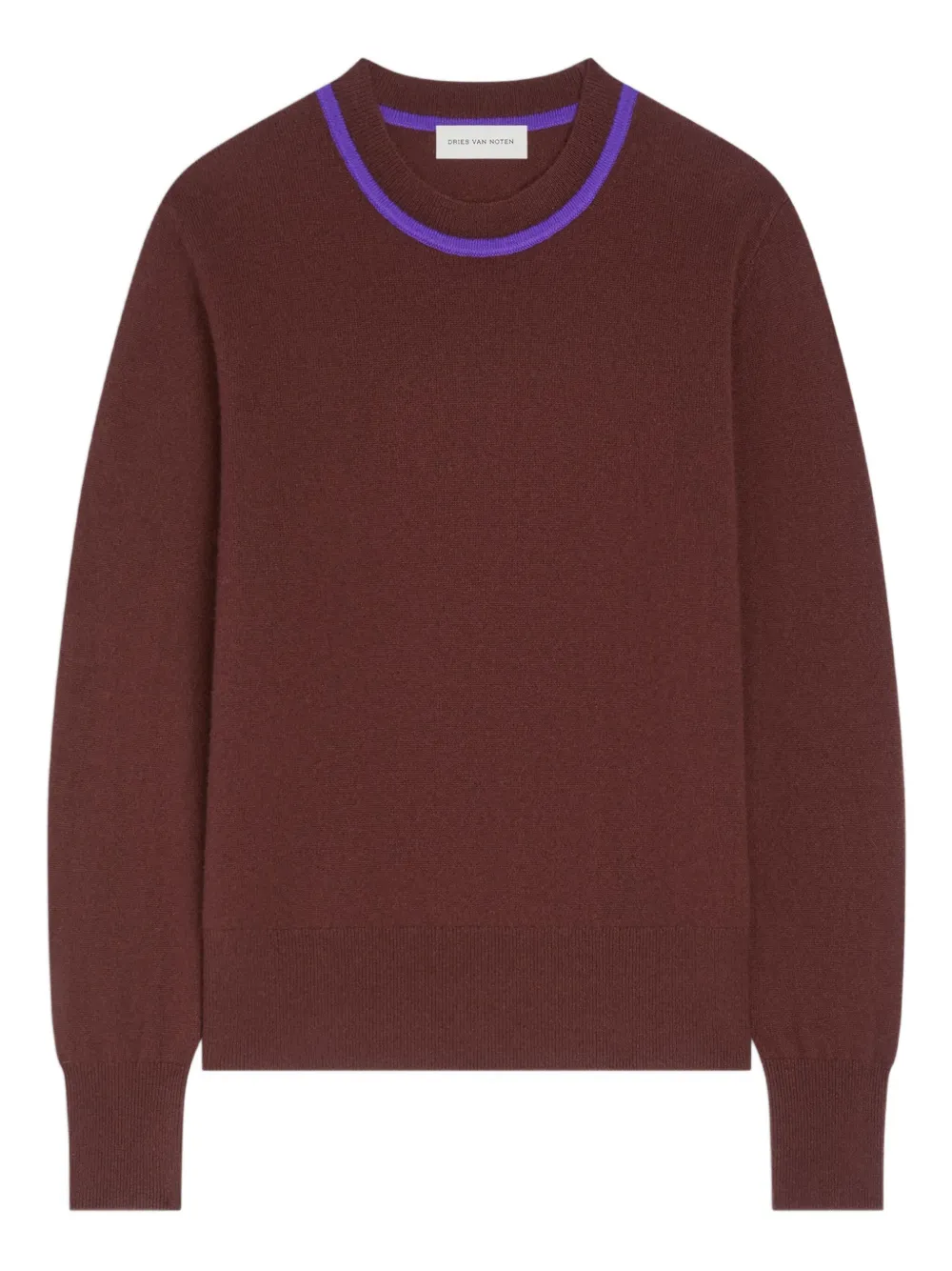 DRIES VAN NOTEN contrast-trim cashmere sweater | Brown | Image 1