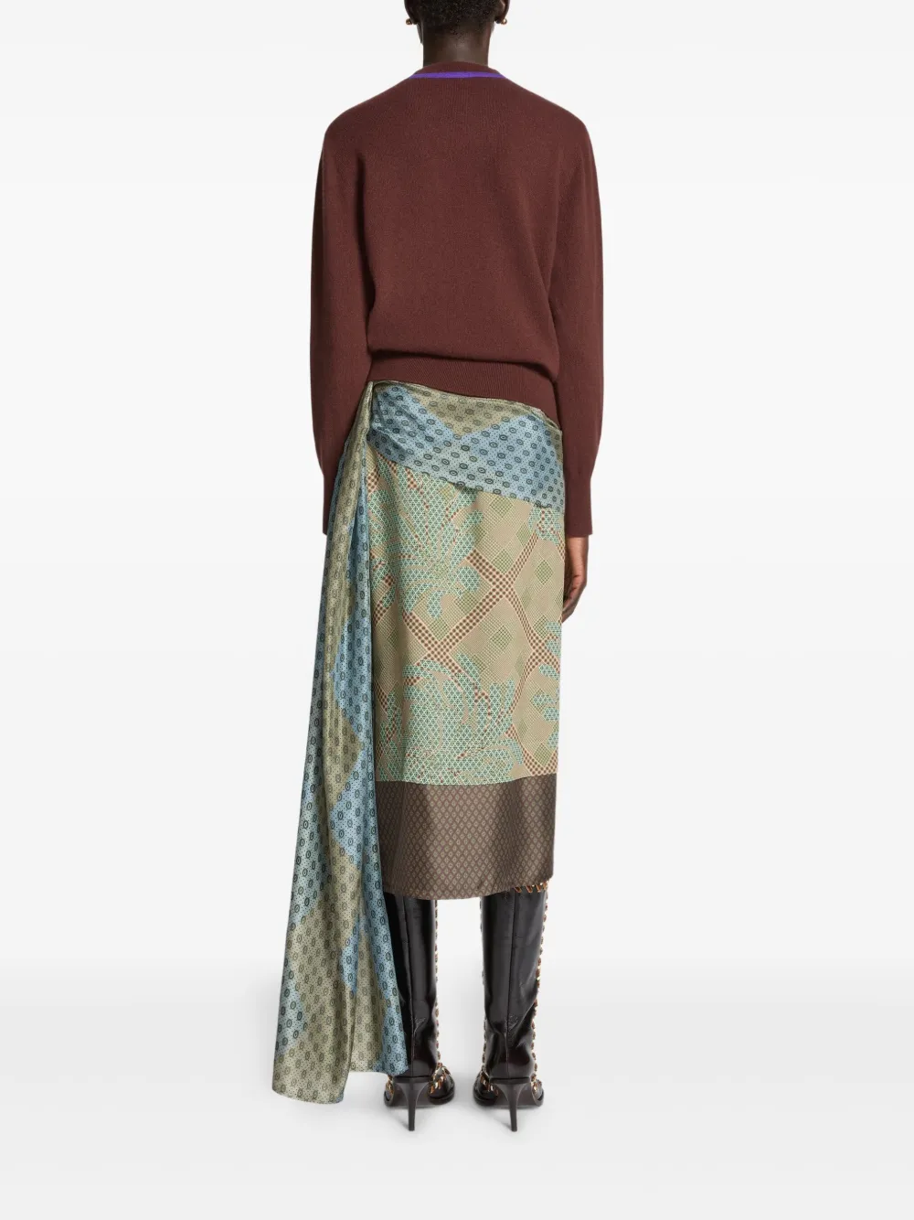 DRIES VAN NOTEN contrast-trim cashmere sweater Bruin