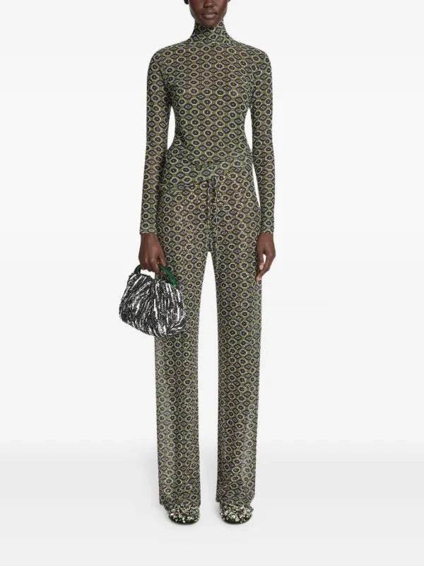 DRIES VAN NOTEN geometric-pattern Turtleneck Tee | Green