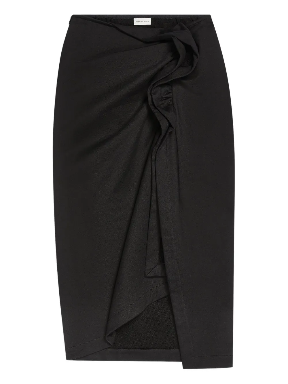 Dries Van Noten Ruffled Asymmetric Midi Skirt In Black