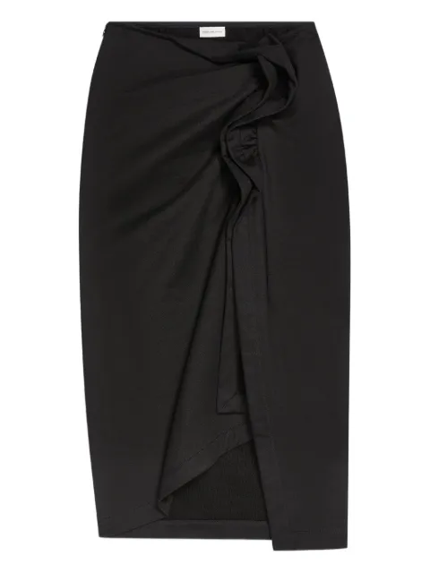 DRIES VAN NOTEN ruffled asymmetric midi skirt
