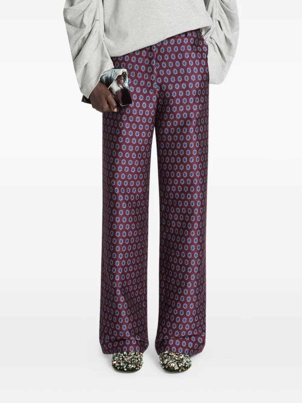 DRIES VAN NOTEN jacquard print trousers | Red | Image 1
