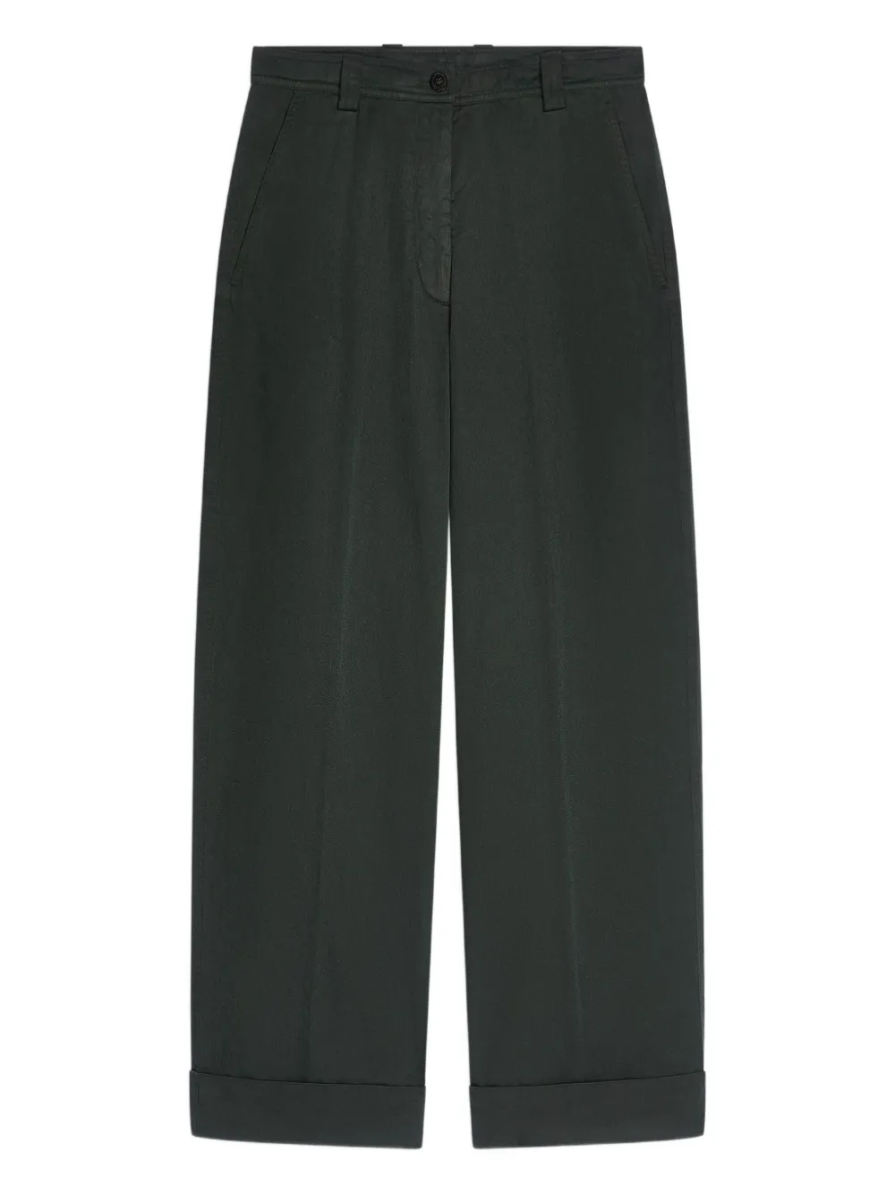 Dries Van Noten Cuffed Cotton Pants In Green