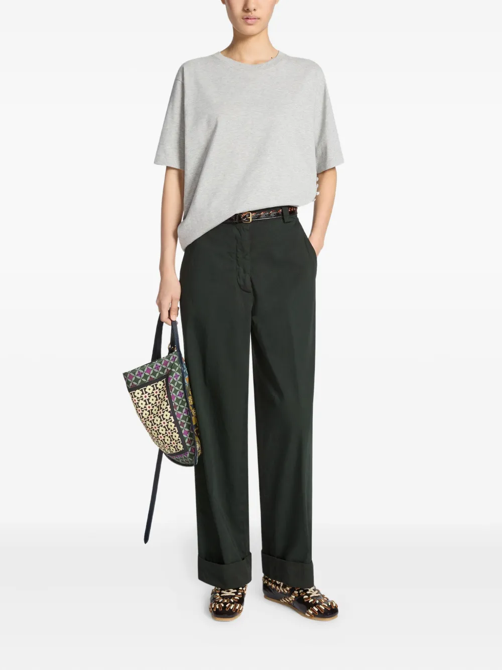DRIES VAN NOTEN Katoenen broek met cuffs - Groen