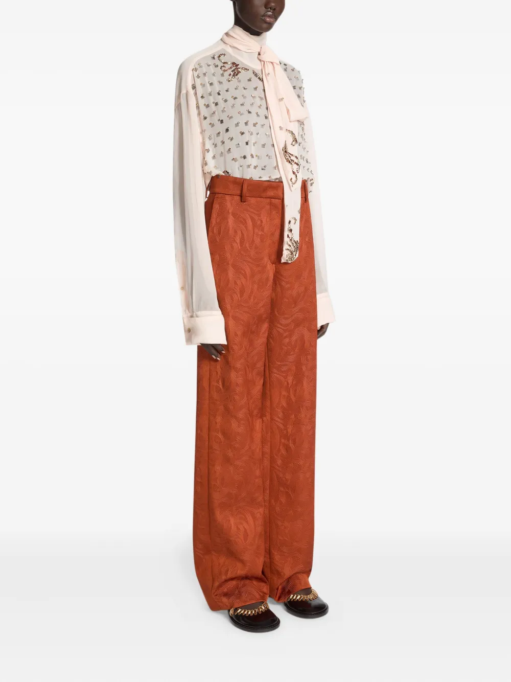 DRIES VAN NOTEN Broek met jacquard Oranje