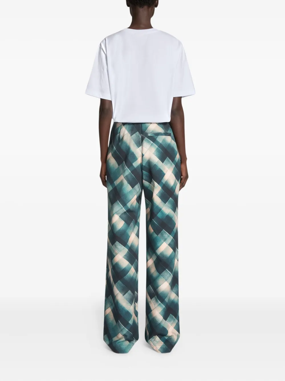 Dries Van Noten Pleated Geometric-pattern Trousers In Neutral