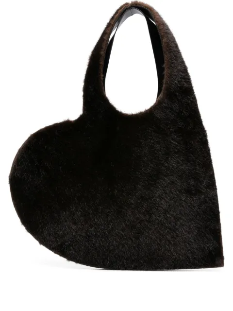 Coperni heart-shaped fur tote bag