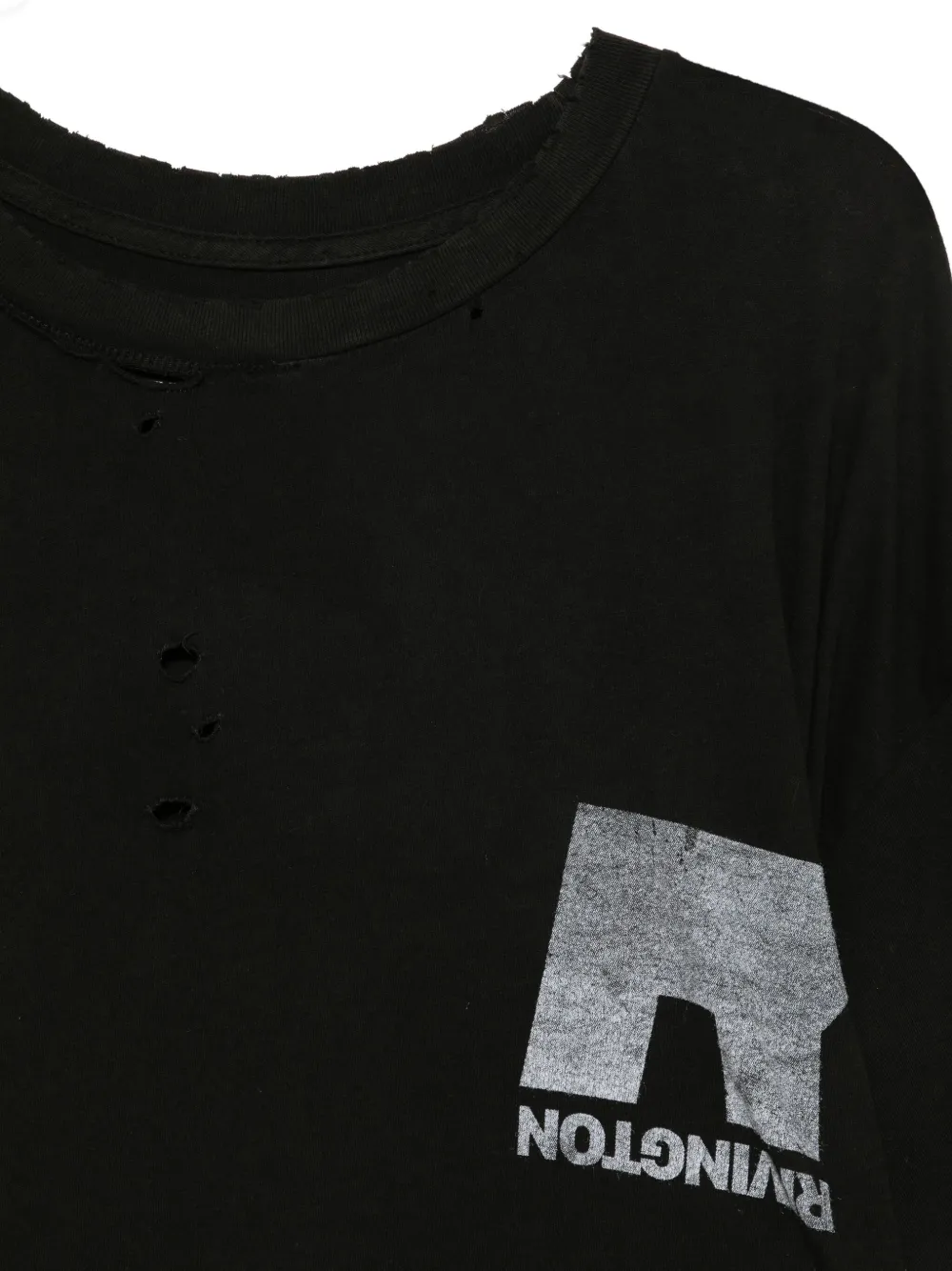 RRR123 Gerafeld T-shirt met logoprint Zwart