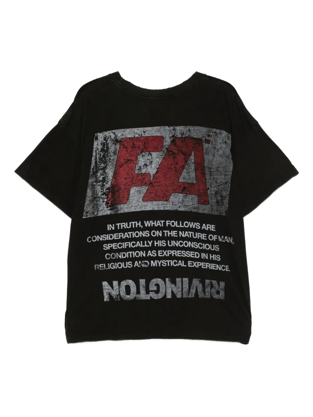 RRR123 Gerafeld T-shirt met logoprint - Zwart
