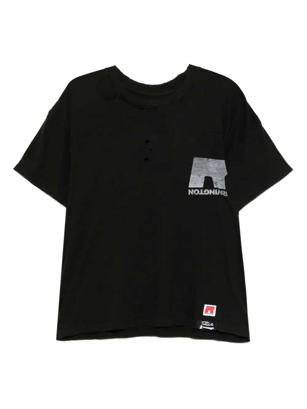 RRR123 distressed logo-print T-shirt | Black | Image 1