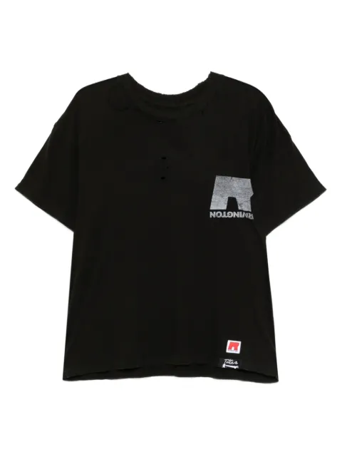 RRR123 distressed logo-print T-shirt