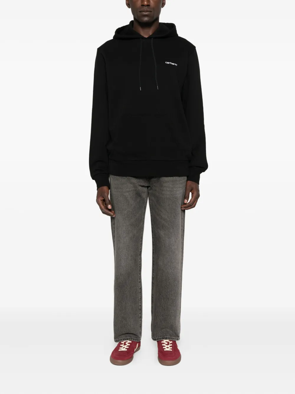Carhartt WIP logo-embroidery hoodie Zwart