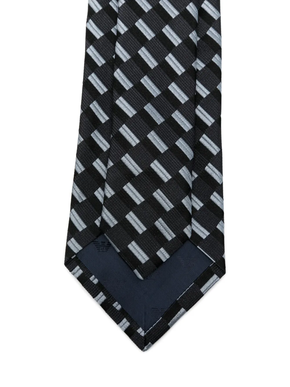 Emporio Armani Pure Silk Tie With Jacquard Motif In Blue