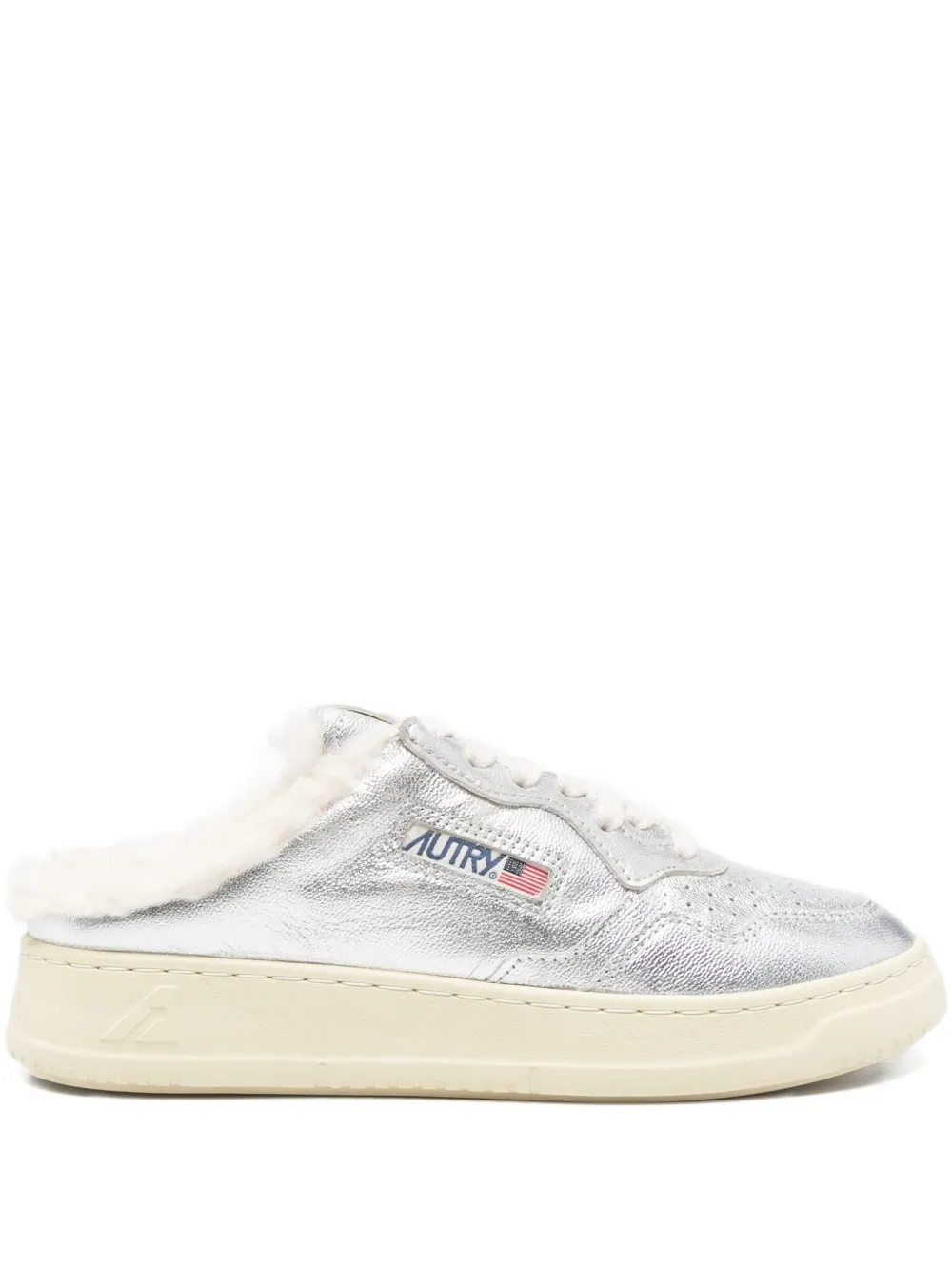 Autry Medalist metallic leather sneakers Silver
