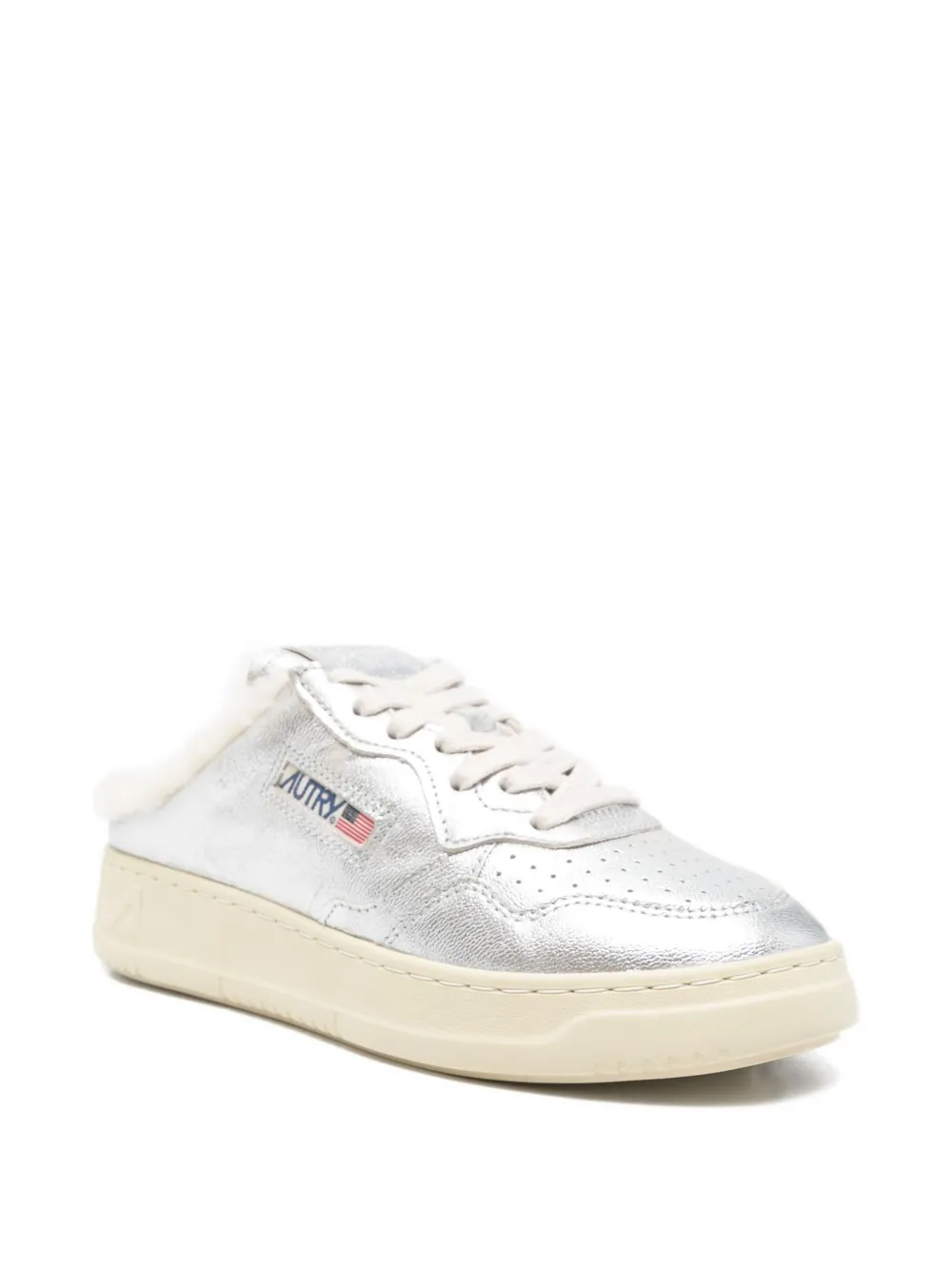 Autry Medalist metallic leather sneakers - Zilver