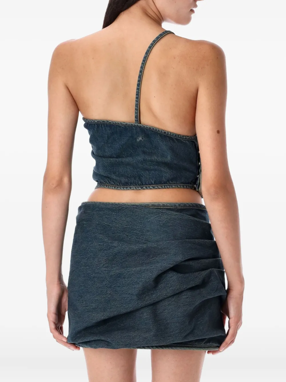 Magda Butrym rose-detail denim top Blauw