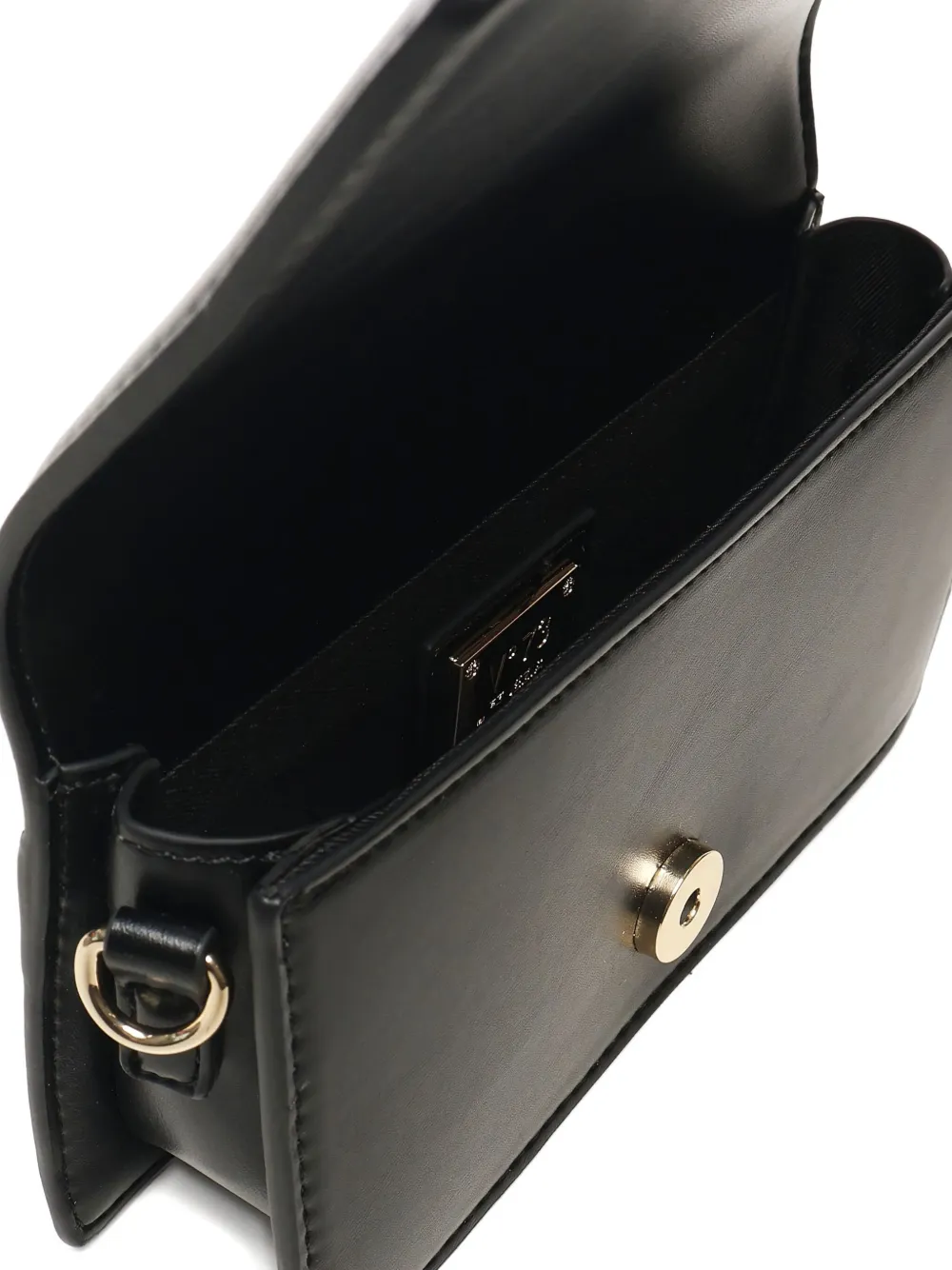V73 Flap-front Chain Shoulder Bag In Black