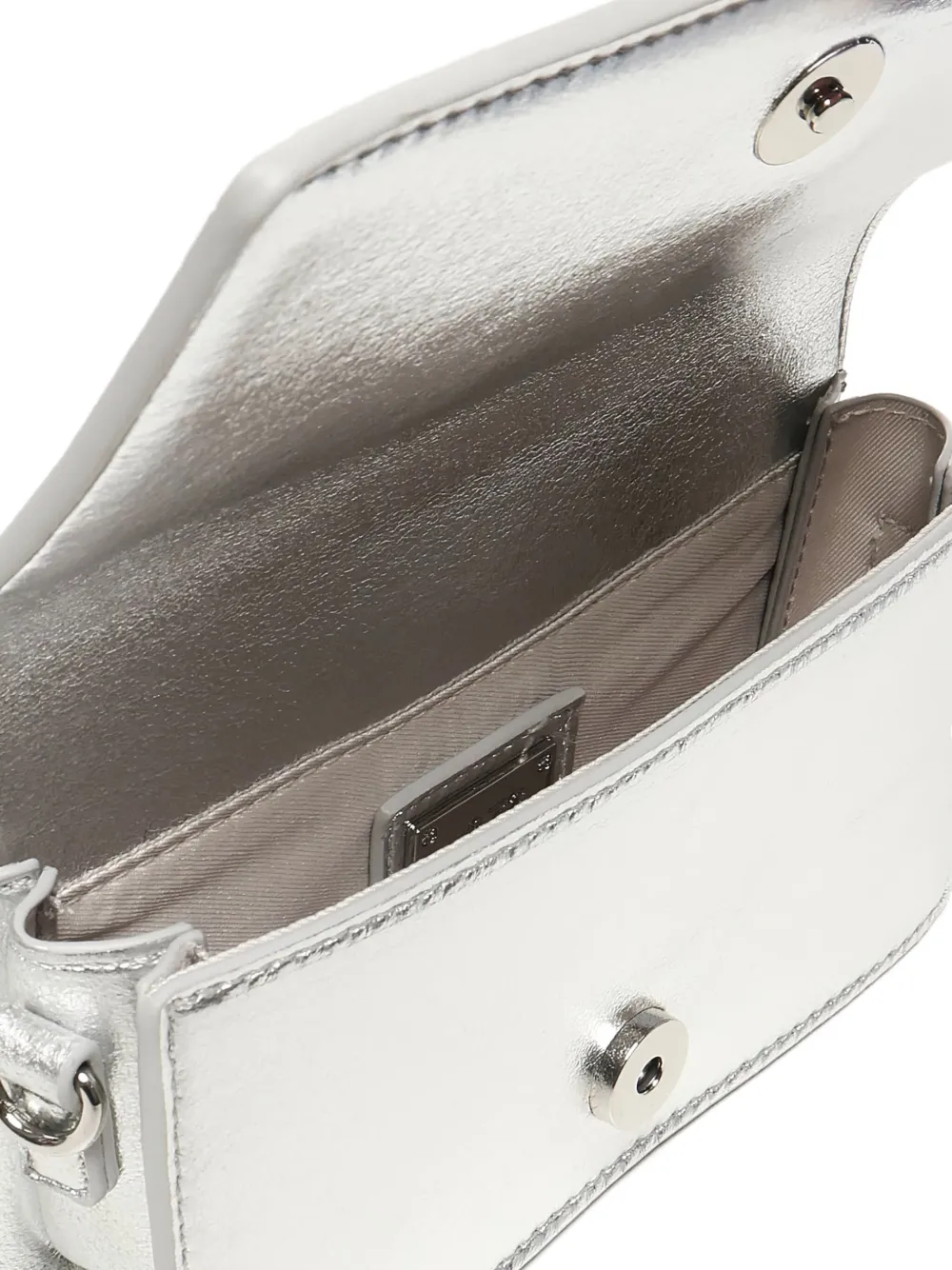 V73 Metallic-effect Flap Shoulder Bag In Gray