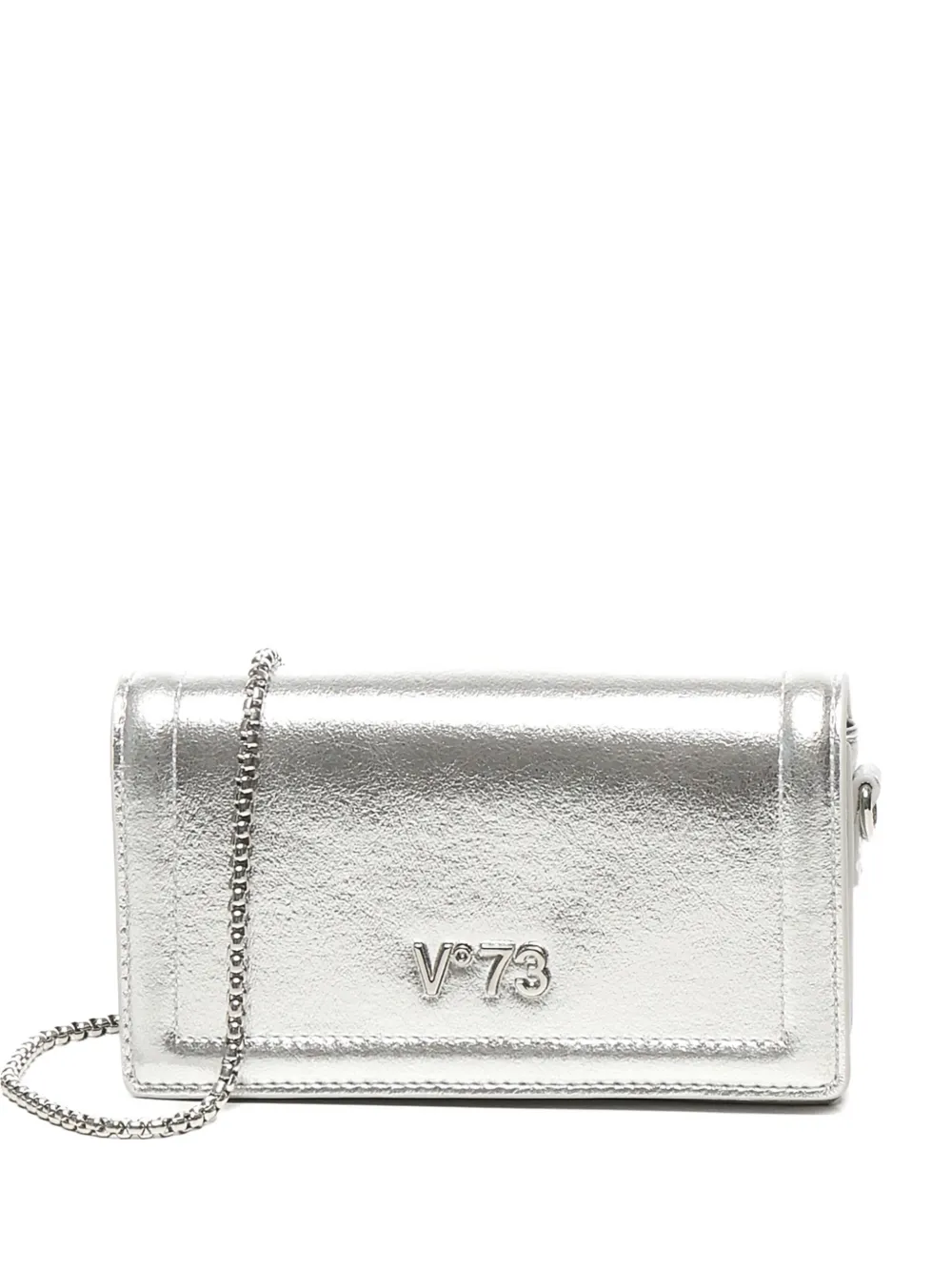 V73 Metallic-effect Flap Shoulder Bag In Gray