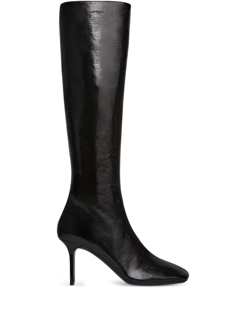 Courrèges Square-toe Calf-leather Knee-high Boots In Black