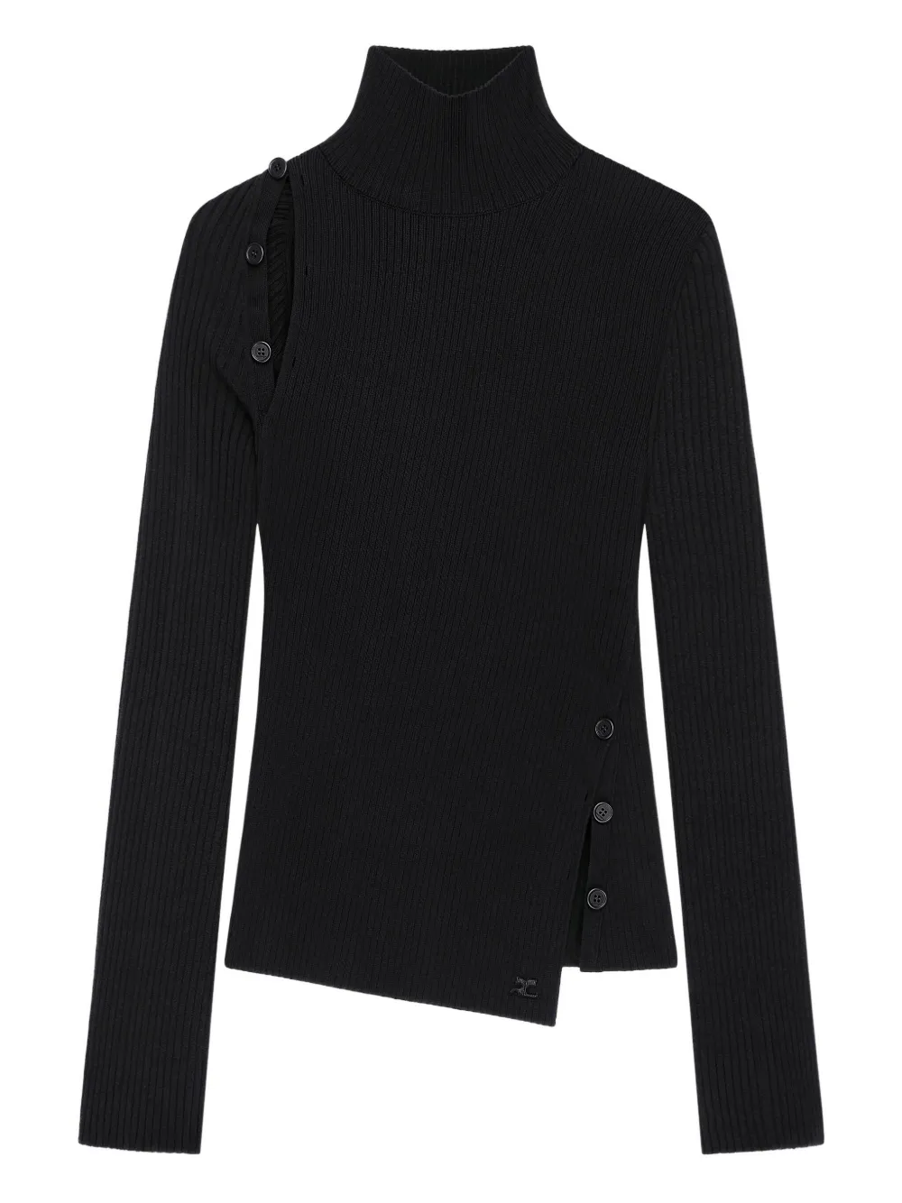 Courrèges High-neck Long-sleeved Sweater In Black