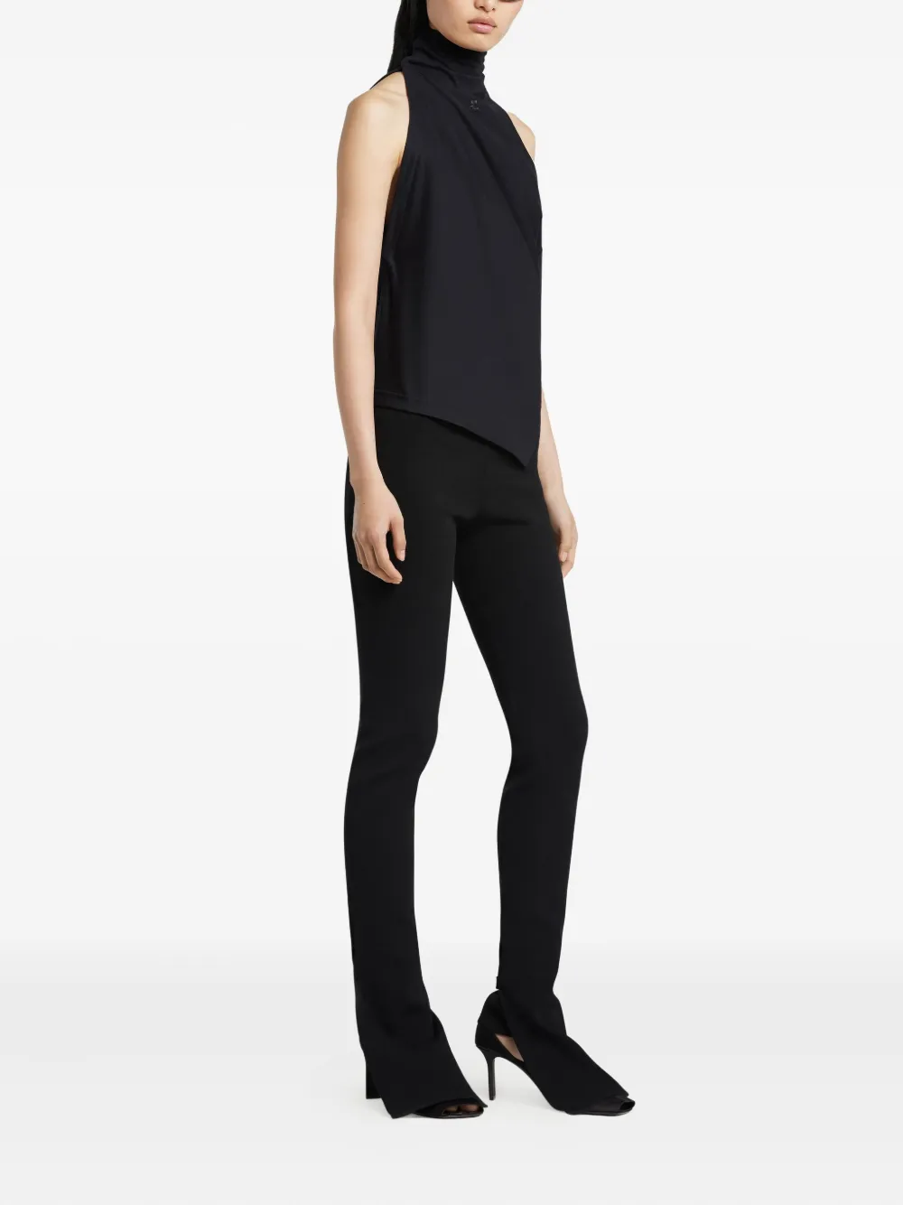 Courrèges Gedraaide blouse met opstaande hals Zwart