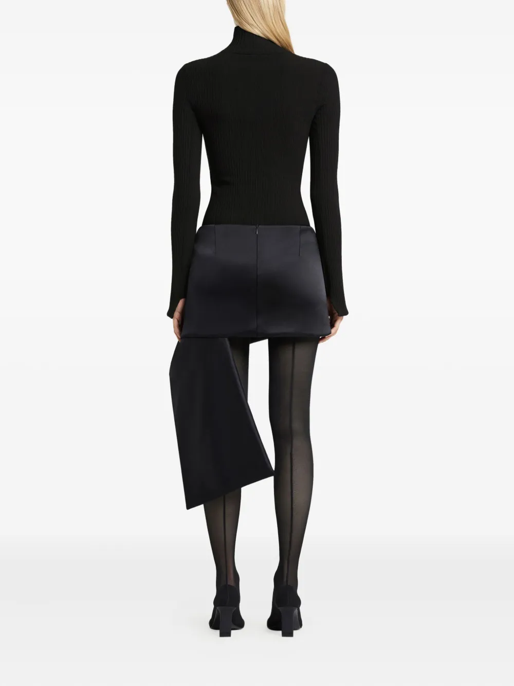 Courrèges Ribbed Mock-neck Bodysuit In Black
