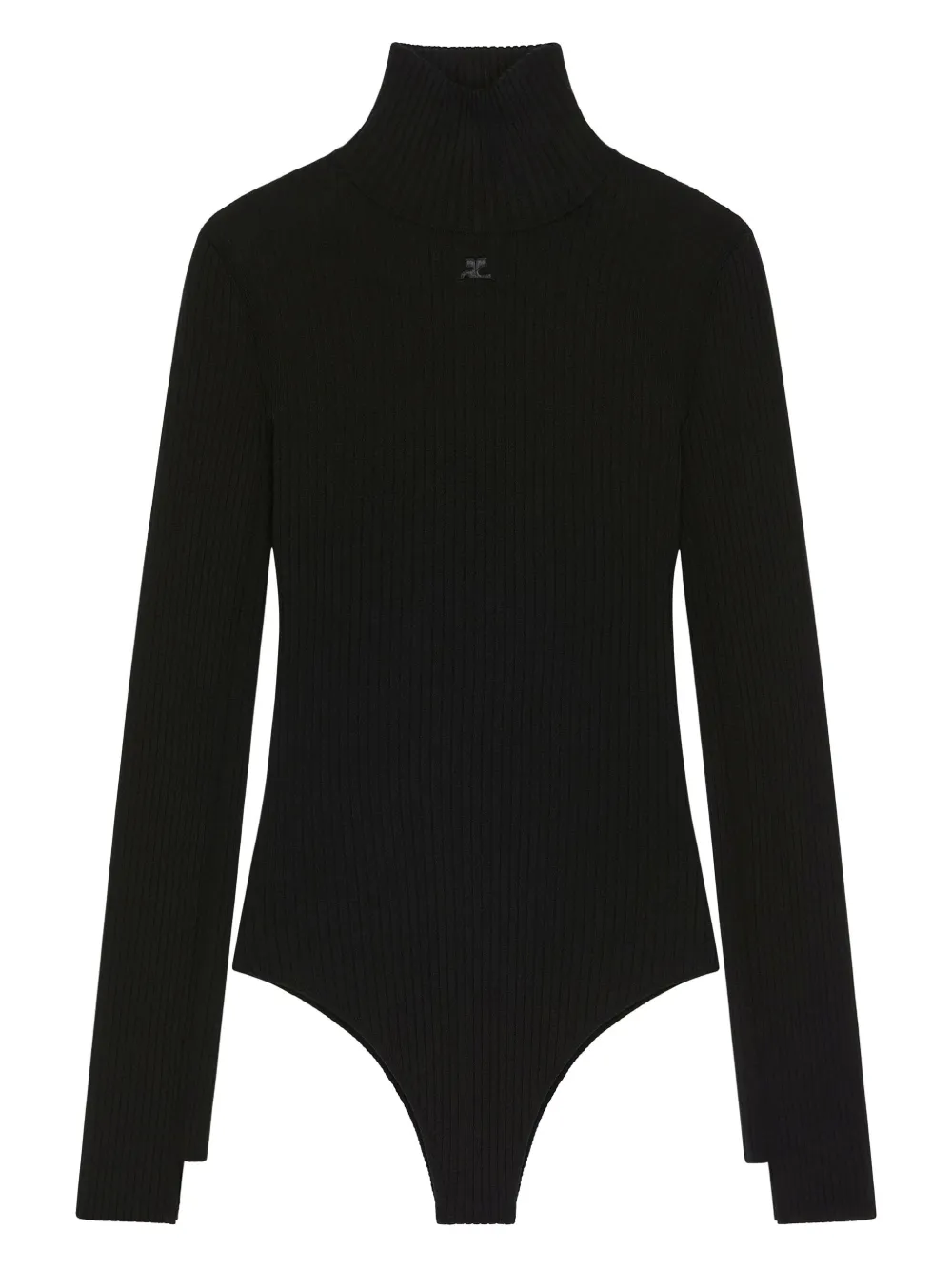Courrèges Ribbed Mock-neck Bodysuit In Black