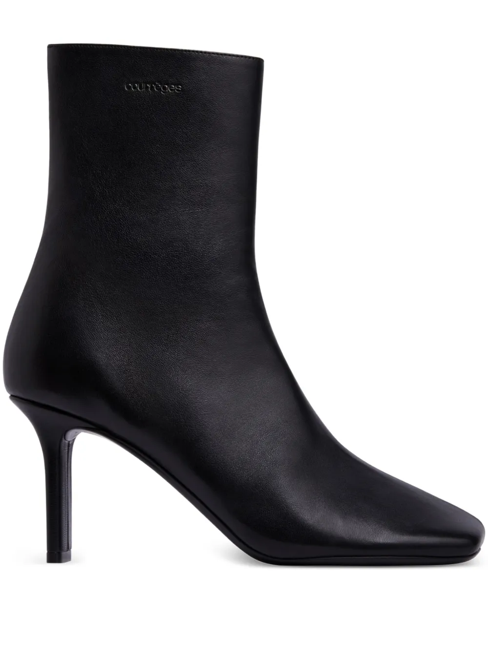 Courrèges leather square-toe ankle boots Black