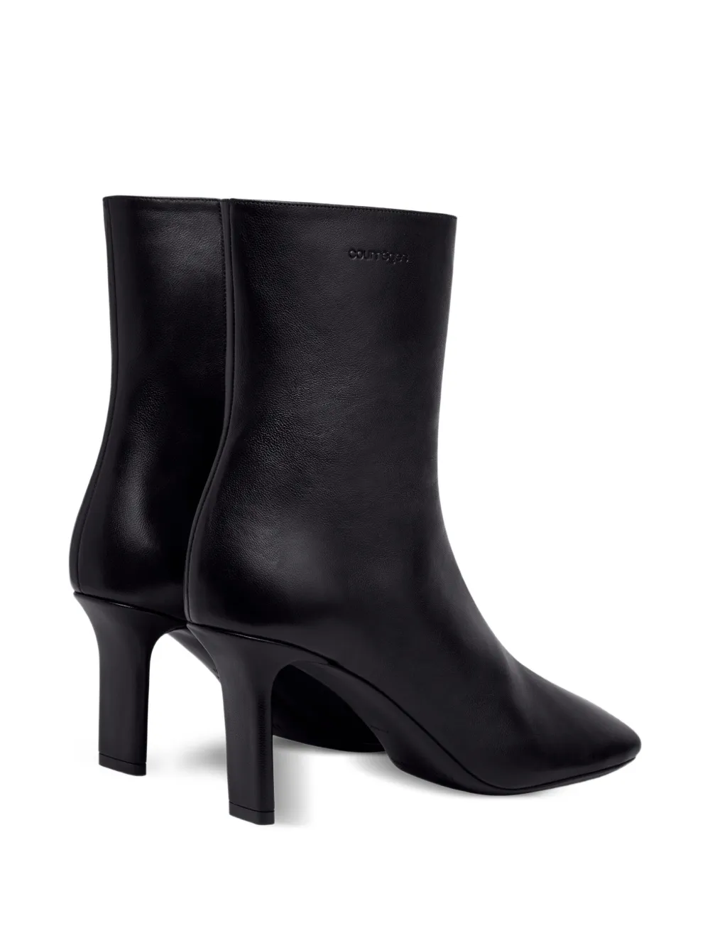Courrèges leather square-toe ankle boots Black