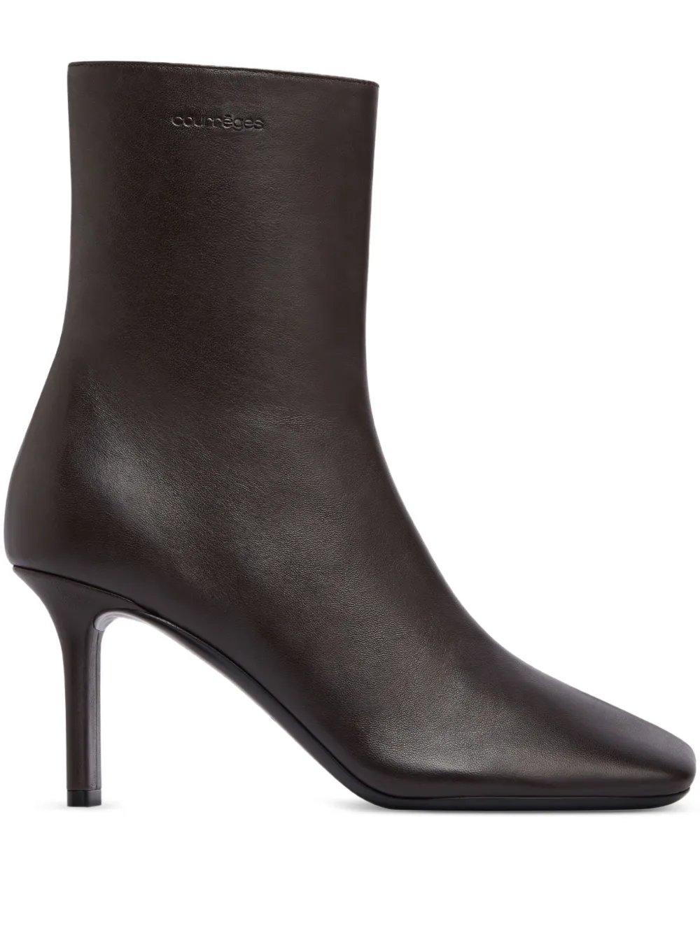 Courrèges square-toe leather ankle boots Brown
