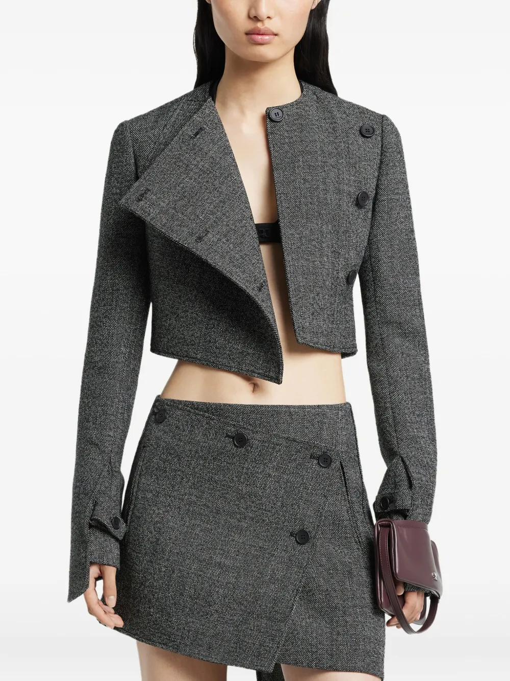 Courrèges Oblique Buttoned Jacket In Gray