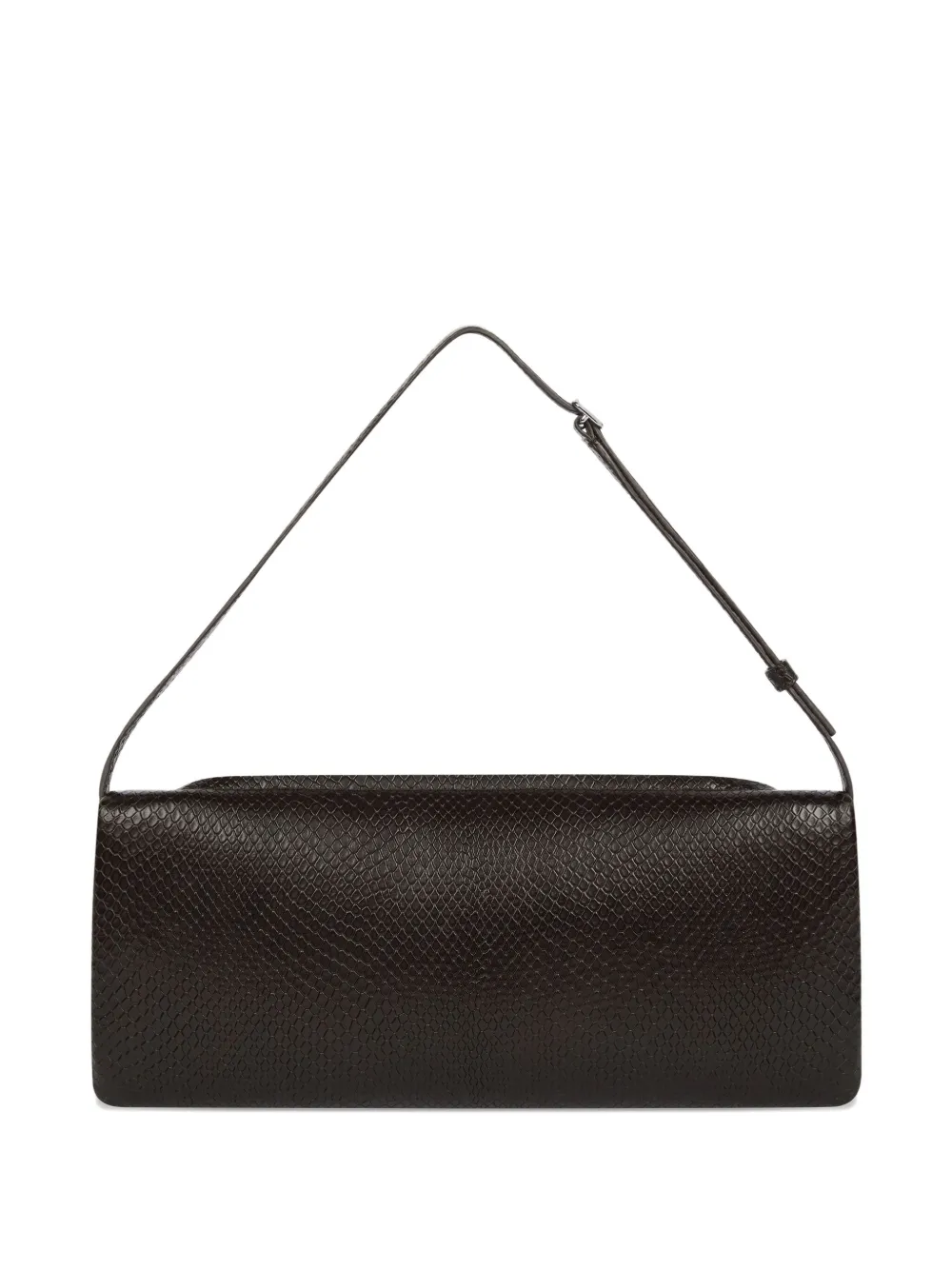 Courrèges Vipper Snakeskin-embossed Clutch In Brown