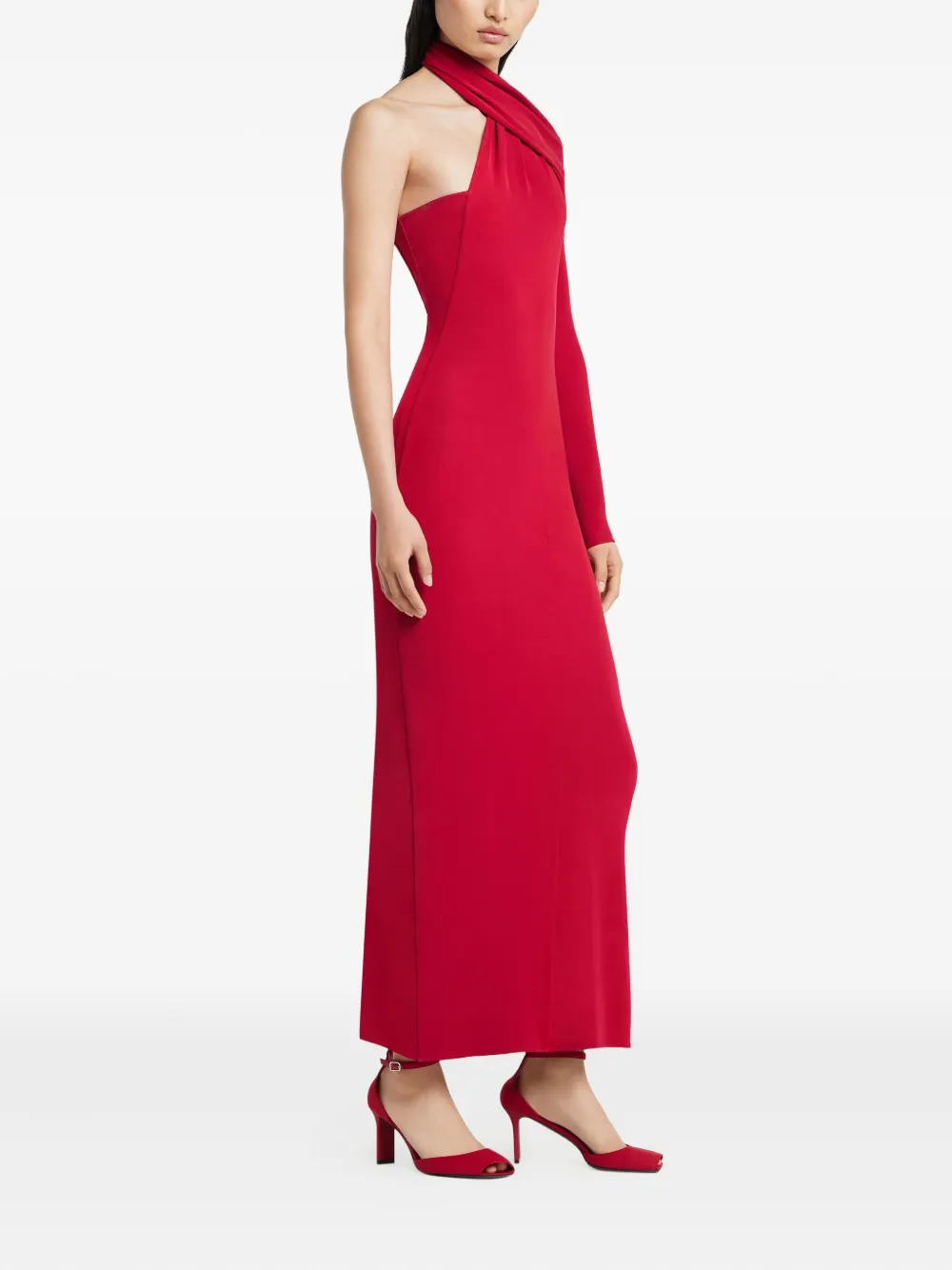 Courrèges Twisted One-shoulder Midi Dress In Red