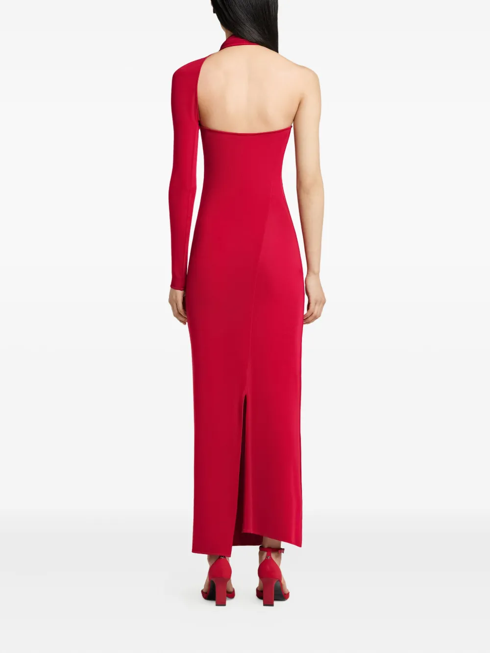 Courrèges Twisted One-shoulder Midi Dress In Red