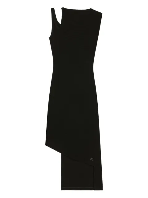 Courrèges vestido midi tejido de canalé con diseño asimétrico