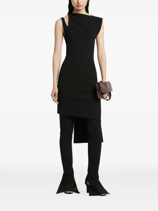 Oblique Rib Dress - Black - S - Courrges