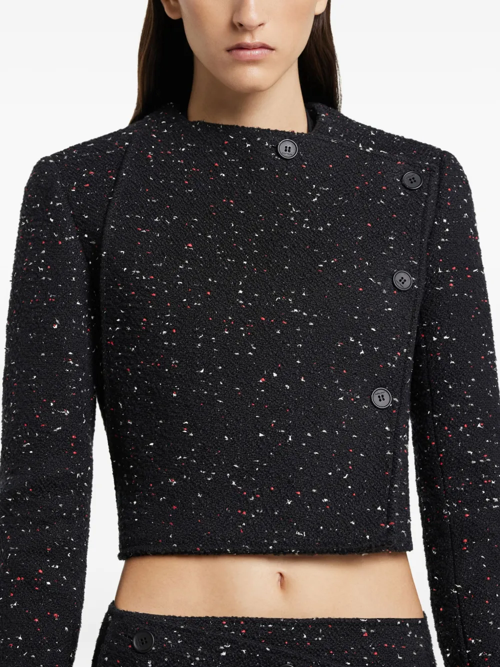 Courrèges Tweed Cropped Jacket In Black