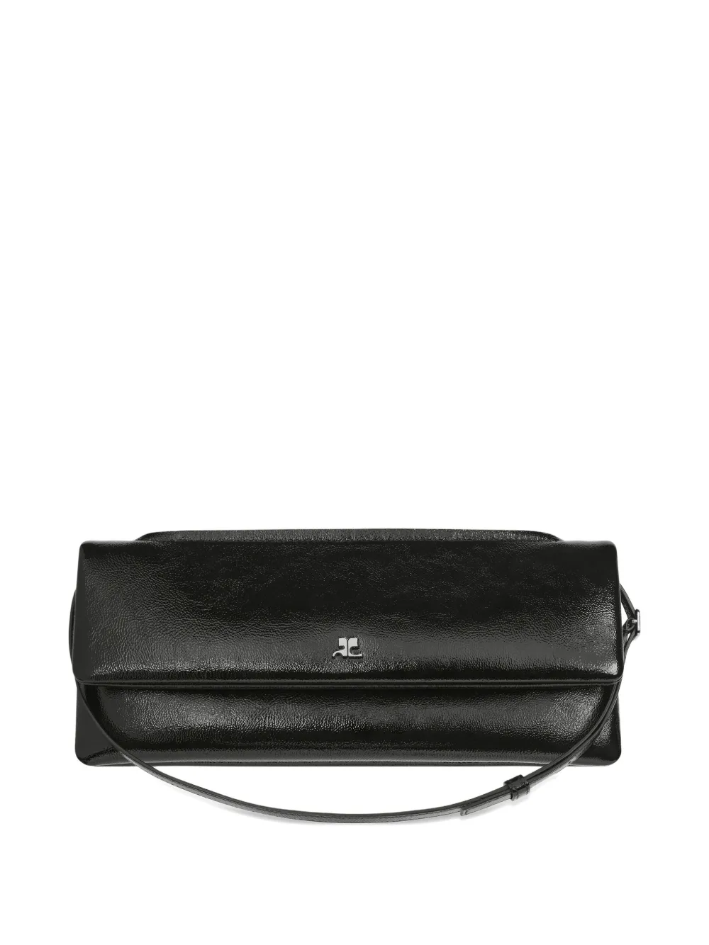 Courrèges Naplack Leather Shoulder Bag In Black
