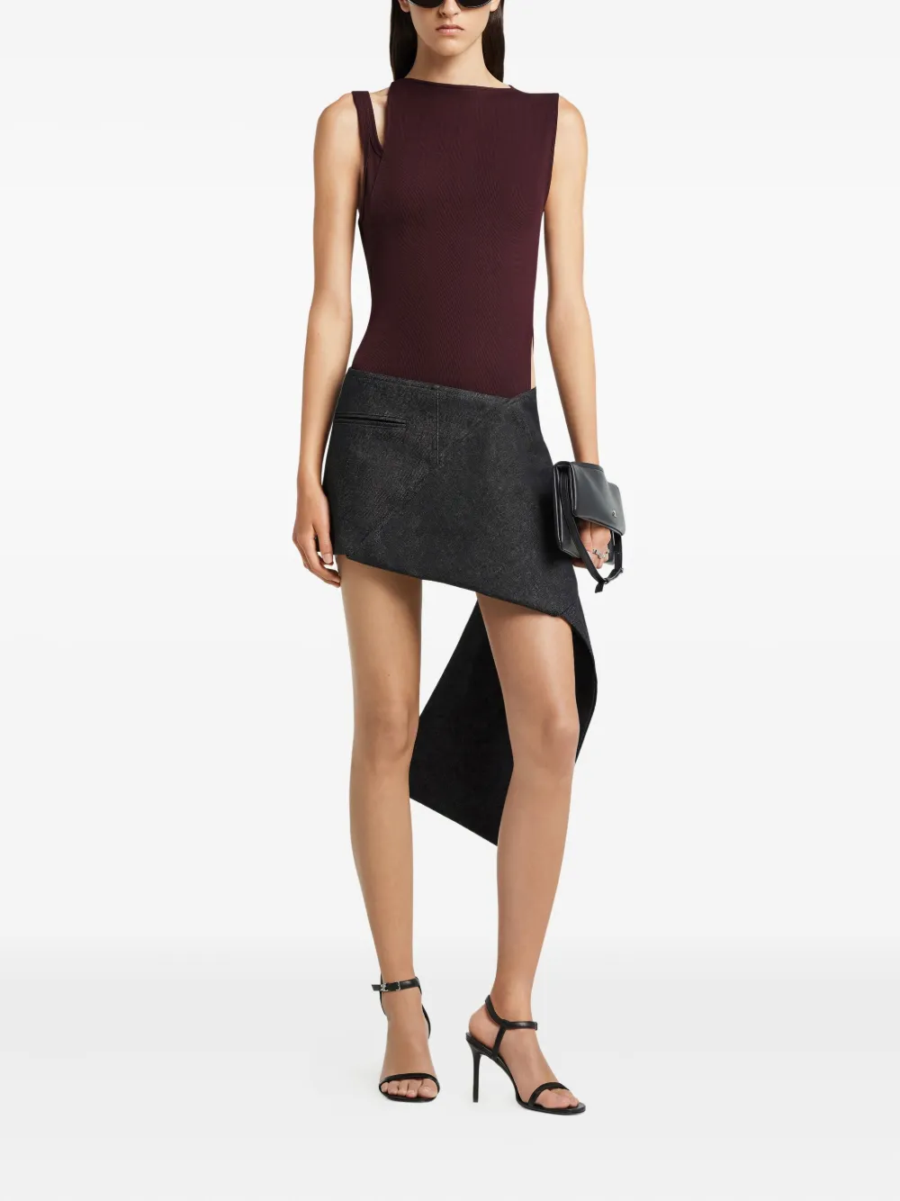 Courrèges Denim mini-rok met asymmetrisch vlak - Zwart