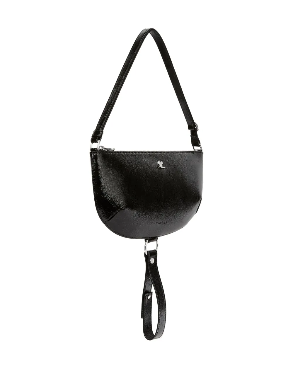 Courrèges Holy Eclipse Leather Shoulder Bag In Black