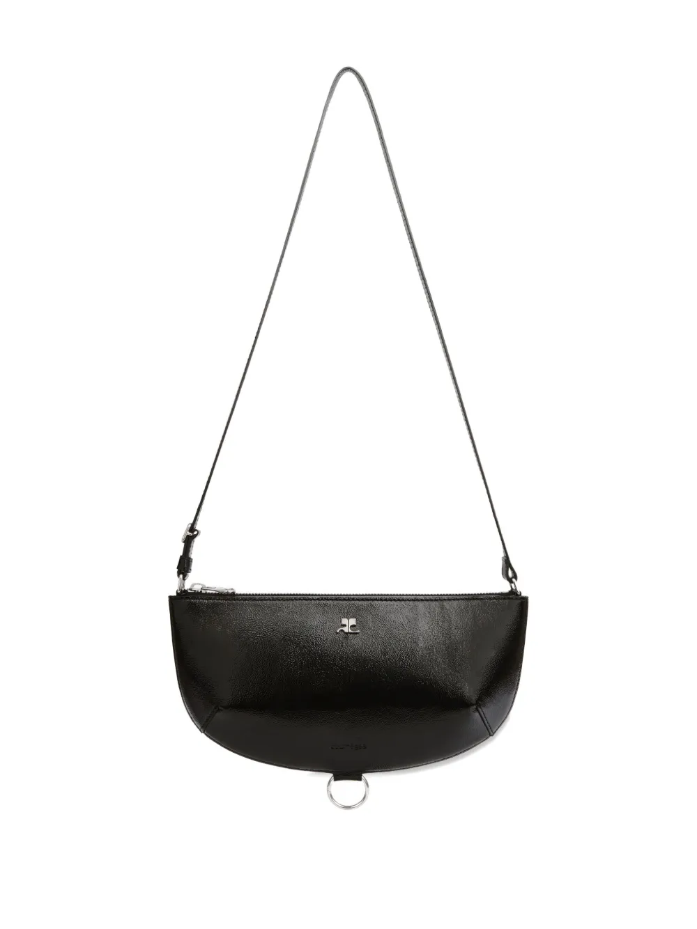 Courrèges Holy Eclipse Leather Shoulder Bag In Black