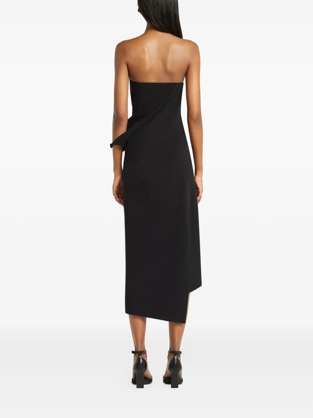 Courrèges Gedrapeerde asymmetrische midi-jurk Zwart