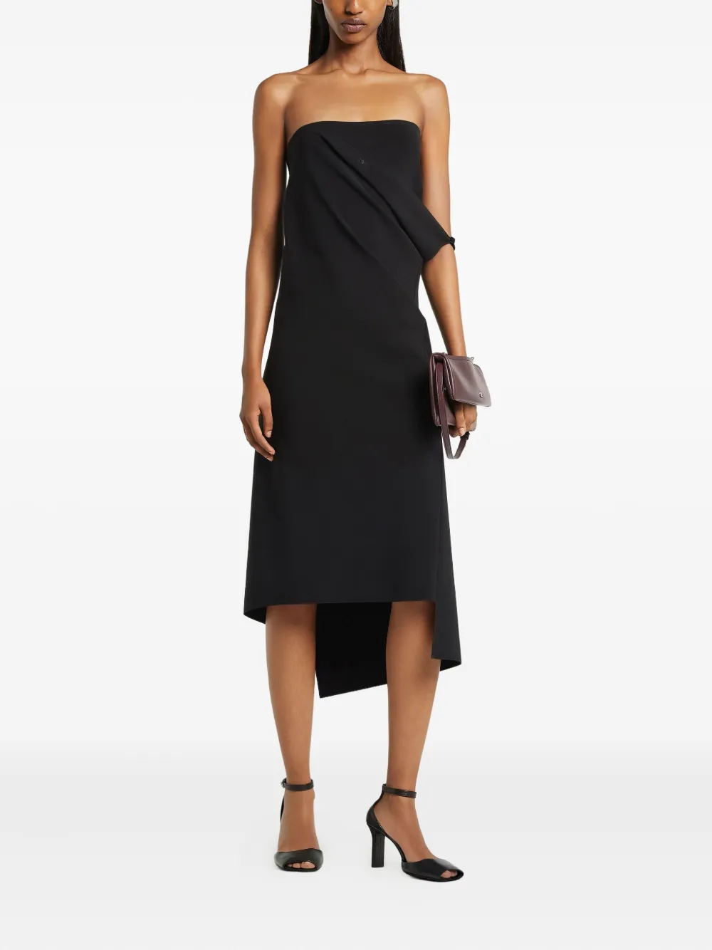 Courrèges Gedrapeerde asymmetrische midi-jurk - Zwart