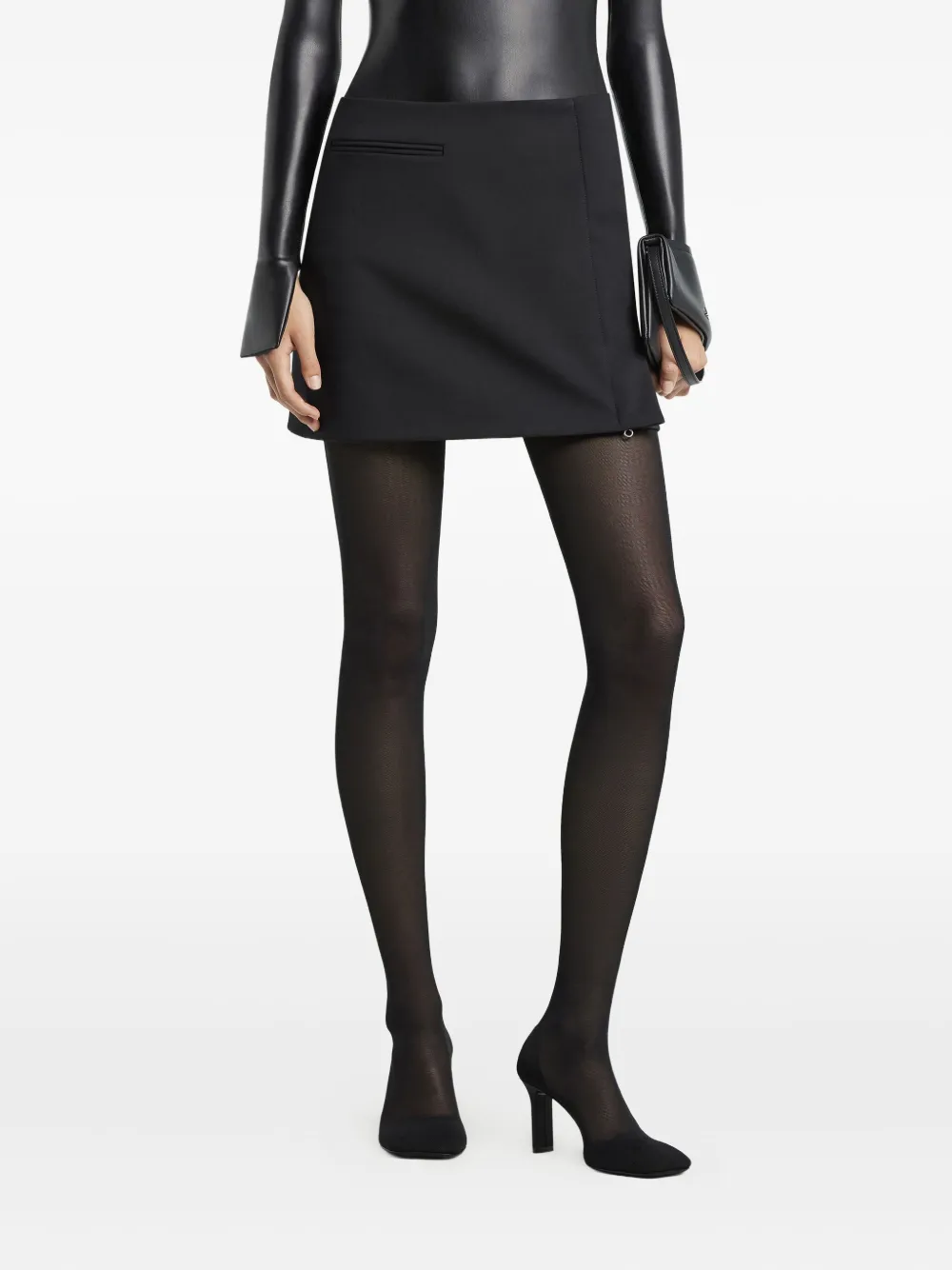 Courrèges One Minute Twill Mini-skirt In Black