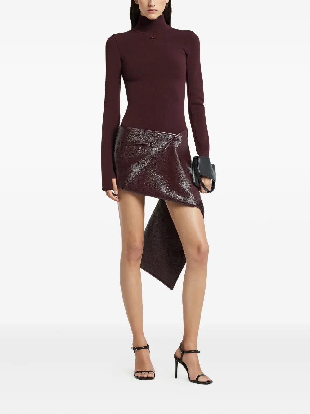 Courrèges Mock-neck Long-sleeve Sweater In Burgundy