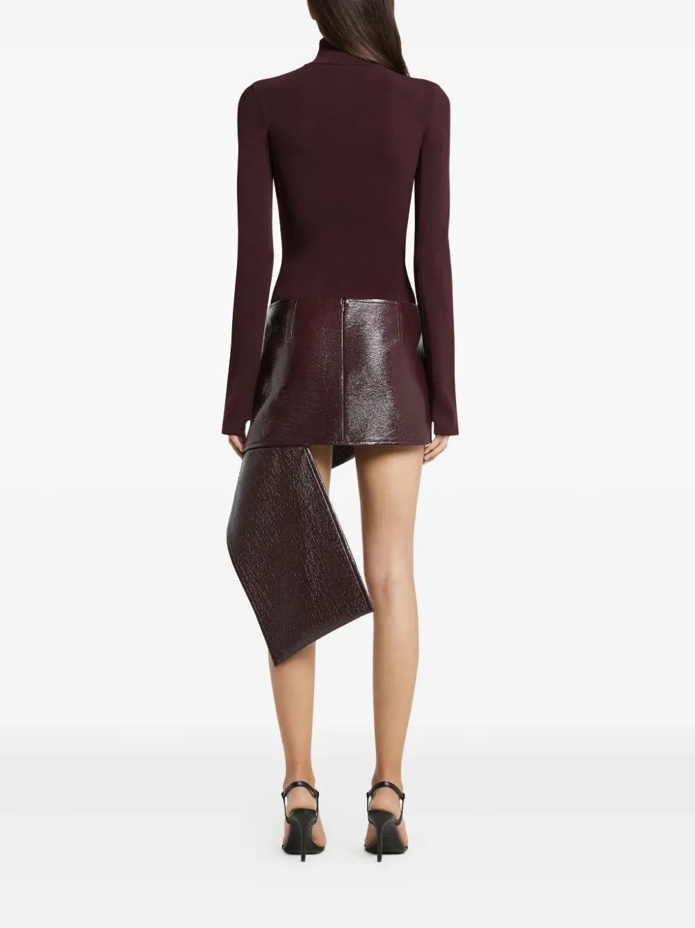 Courrèges Mock-neck Long-sleeve Sweater In Burgundy